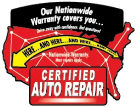 A logo that says "Nationwide Warranty covers you -- certified auto repair"